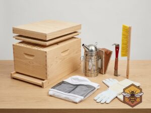 Complete Beginner Beekeeping Kit with Hive Box, Smoker, Gloves, and Tools