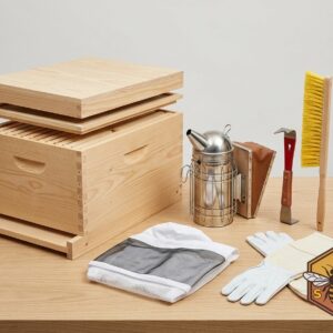 Complete Beginner Beekeeping Kit with Hive Box, Smoker, Gloves, and Tools