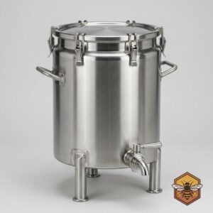 100 kg Cylindrical Stainless Steel Honey Settling Tank with Clamps and Gate