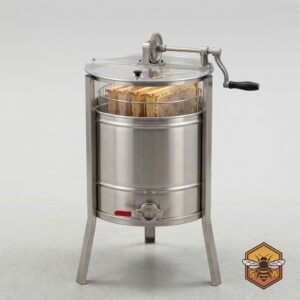 3-Frame Stainless Steel Honey Extractor with Hand Crank and Tripod Legs