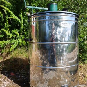 4-Frame Stainless Steel Honey Extractor Drum in Working Apiary