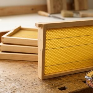 Wired Wooden Langstroth Frames with Embossed Hexagonal Beeswax Sheets